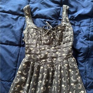 American Eagle Outfitters Dark Navy and White Pleated Maxi Dress